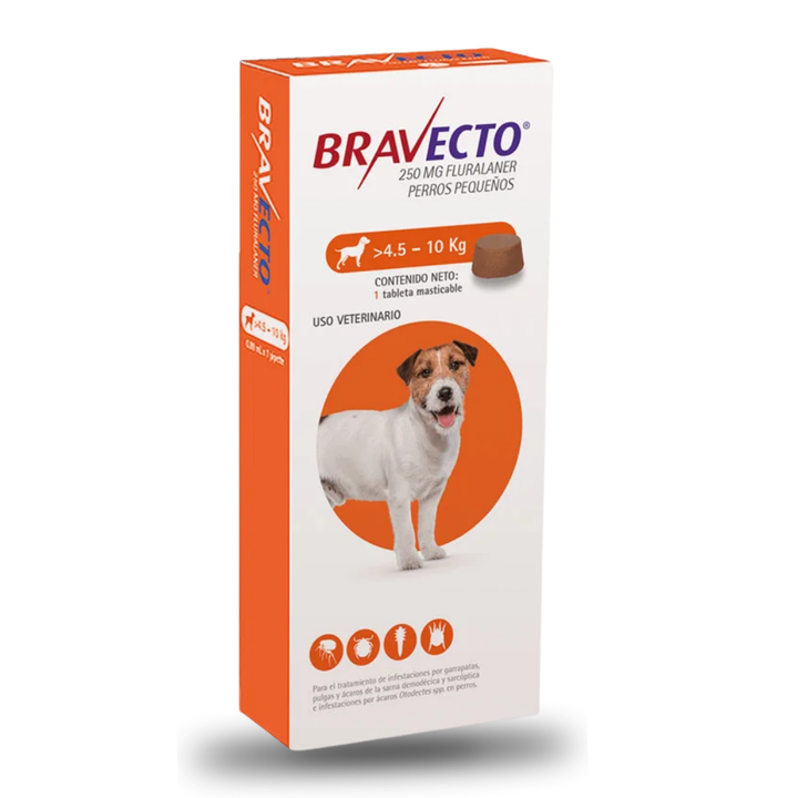 Bravecto 250mg para Perro 4.5 a 10kg 1 Tab.