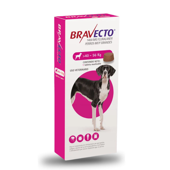 Bravecto 1400mg para Perro 40 a 56kg 1 Tab.