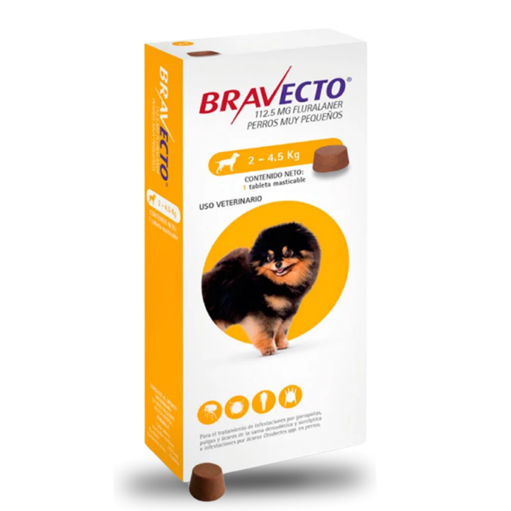 Bravecto 112.5mg para Perro 2 a 4.5kg 1 Tab.